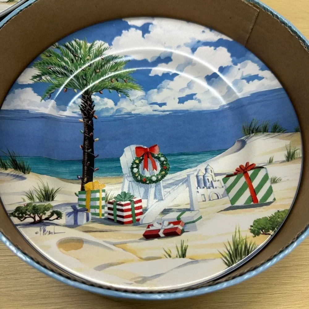 Sunny Holiday by Noble Excellence Set of 4 Stoneware salad/dessert plates EUC